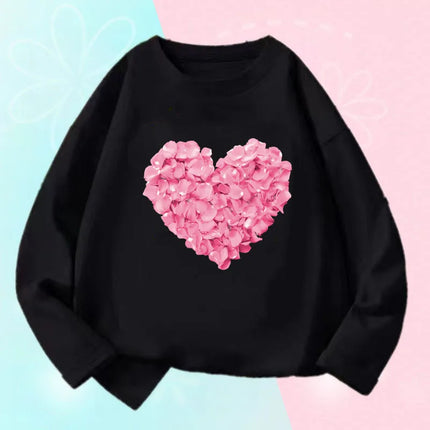 Hoodies Girls Long Heart Kids Graphic Tee Tops - Hoodies - Lolocee - Mad Fly Essentials