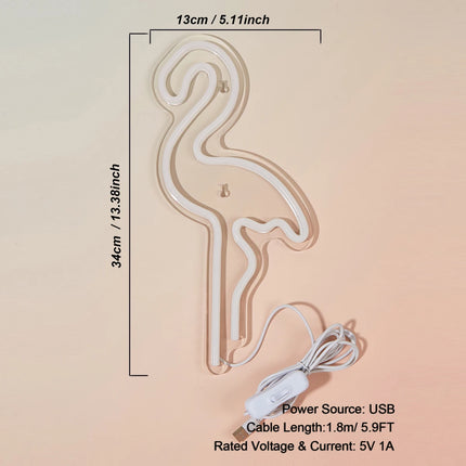 Wall Decor LED Neon Flamingo USB Bedroom Wall Signs - Wall Decor - Darhyn - Mad Fly Essentials