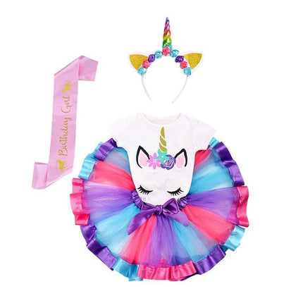 Baby Girl Rainbow Unicorn Tutu Dress Sets - Mad Fly Essentials