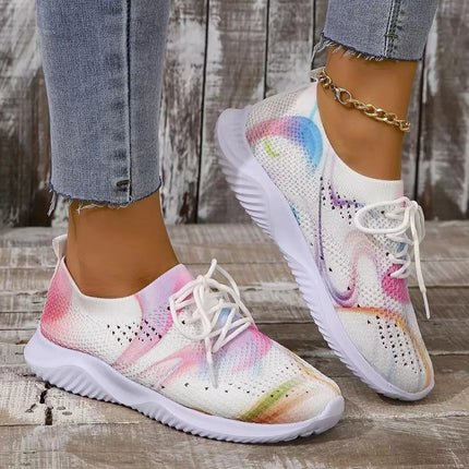 Sneakers Women Rainbow Lightweight Knitted Canvas Shoes - Sneakers - Lilicochan - Mad Fly Essentials