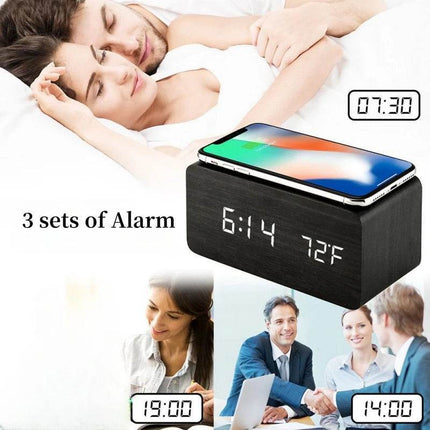 Voice Control Wooden Digital Alarm Clock - Mad Fly Essentials