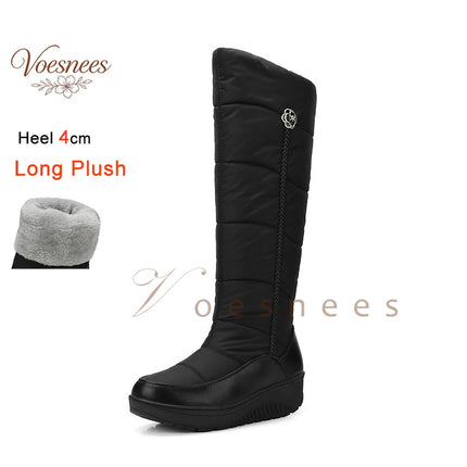 Boots Women White Black Wedge Heel Camellia Down Footwear - Boots - Akexiya - Mad Fly Essentials