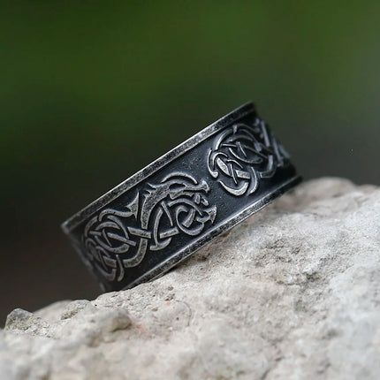 Ring Men 316L Stainless Norse Viking Retro Dragon Band - Ring - Epoxy - Mad Fly Essentials