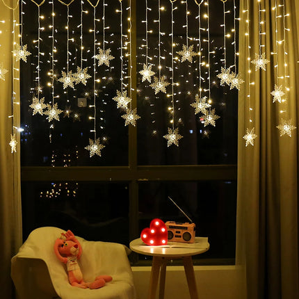 Christmas Decor Snowflake Window Curtain LED String Lights - Christmas Decor - ECCJ - Mad Fly Essentials