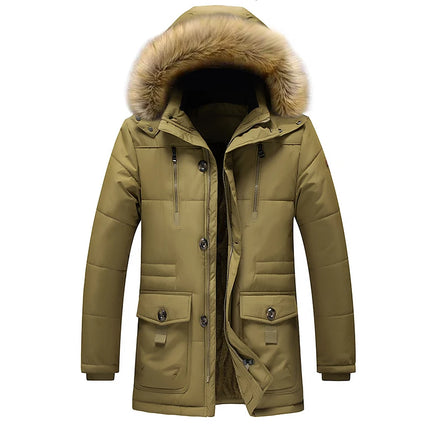 Men Oversized Windproof Hooded Fur Collar Jacket