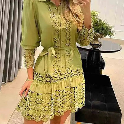 Party Dress Women Long Solid Lace Mini Dress - Party Dress - Owner Girl - Mad Fly Essentials