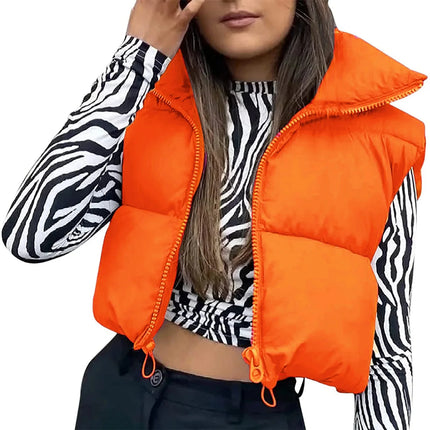 Jacket Women Cropped Vest Sleeveless Puffer Outerwear - Jacket - Sunsiom - Mad Fly Essentials