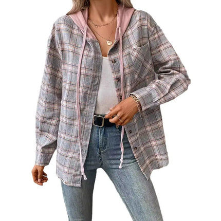 Shirt Women Long Patchwork Plaid Striped Tee - Shirt - Birdtree TB - Mad Fly Essentials