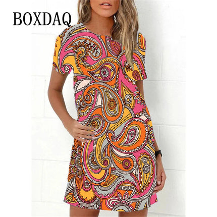 Mini Dress Women 3D Graffiti Cat Peacock Animal Dress - Mini Dress - Boxdaq - Mad Fly Essentials