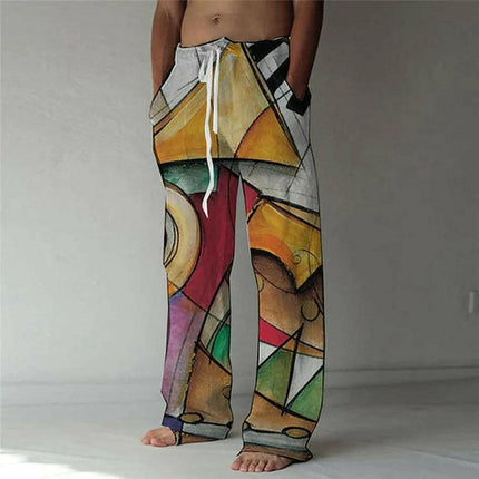 Men's 3D Geometric Drawstring Beach Casual Pants - Men's Fashion Mad Fly Essentials
