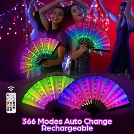 Rechargeable Glow Folding 366 RGB LED Dancing Light Fans - Mad Fly Essentials