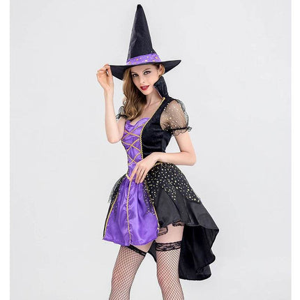 Women Carnival Halloween Purple Witch Costume - Mad Fly Essentials