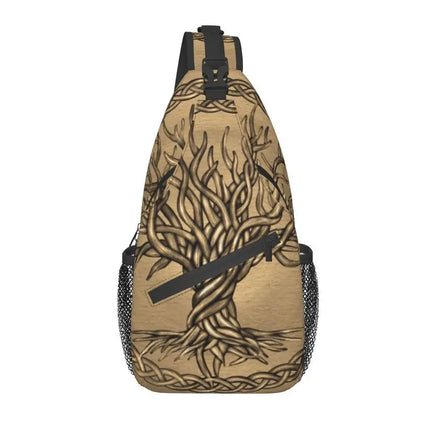 Crossbody Bag Tree of Life Vikings Brown Leather Sling Bags - Crossbody Bag - CPLIFE - Mad Fly Essentials