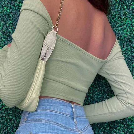 Crop Top Women Hollow-Out Heart Long Tops - Crop Top - Wensilian - Mad Fly Essentials