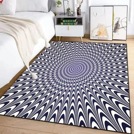 Area Rug 3D Vortex Illusion Black White Rug - Area Rug - cloocl - Mad Fly Essentials