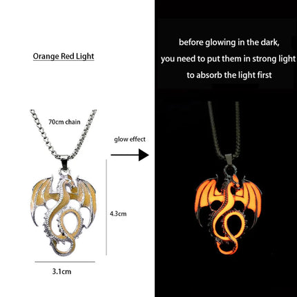 Necklace Luminous Kids Gothic Dragon Neck Cord Party Pendant Boy New - Losstower - Necklace - Mad Fly Essentials