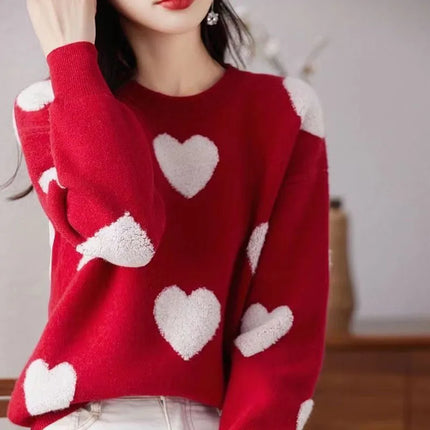 Women Slim-Fit Hearts Fashion Sweater