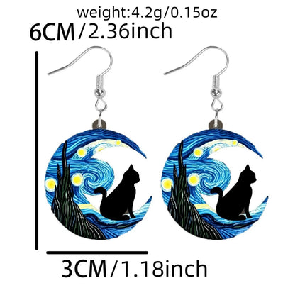 Earrings 2pc Van Gogh Starry Night Fashion Women Accessories - Earrings - Lifetime Not Regret - Mad Fly Essentials