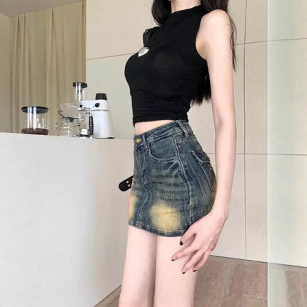 Mini Skirt Women Vintage Embroidery Denim Skirt - Mini Skirt - SexMKL - Mad Fly Essentials