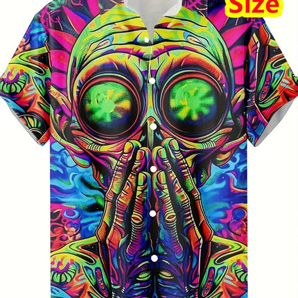 Hawaiian Shirt Men Cool Skull Graphic Tee - Hawaiian Shirt - Metaphor - Mad Fly Essentials