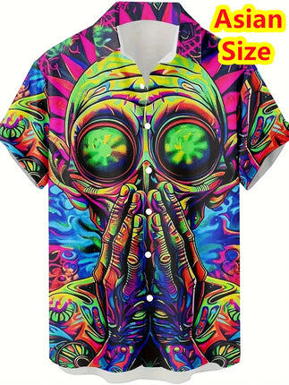 Hawaiian Shirt Men Cool Skull Graphic Tee - Hawaiian Shirt - Metaphor - Mad Fly Essentials