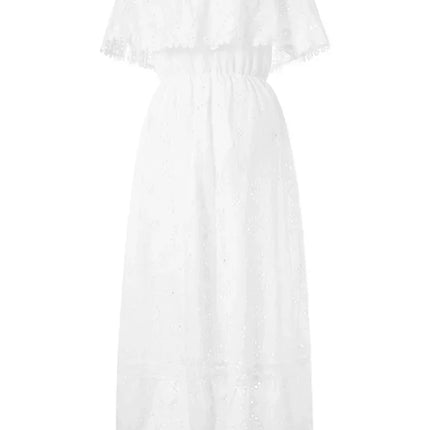 Maxi Dress Women Bohemian White Off Shoulder Lace Dress - Maxi Dress - Bellflower - Mad Fly Essentials