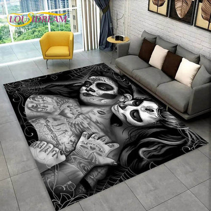 3D Gothic Horror Skull Dead Girl Area Rug - Mad Fly Essentials