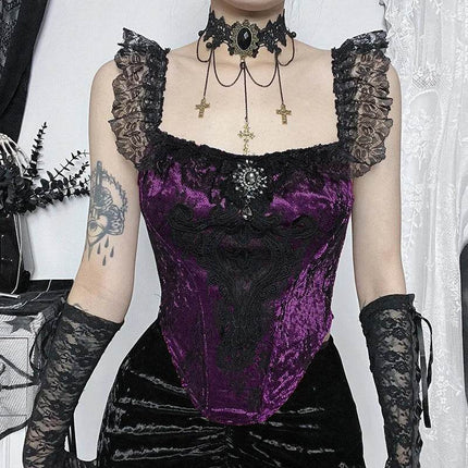 Women Gothic Lace Crop Top Victorian Corset - Mad Fly Essentials