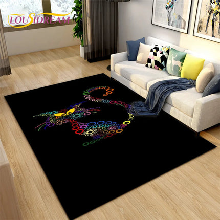 3D Cartoon Cat Moon Area Living Room Rug
