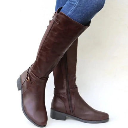 Women Western Style Leather Winter Boots