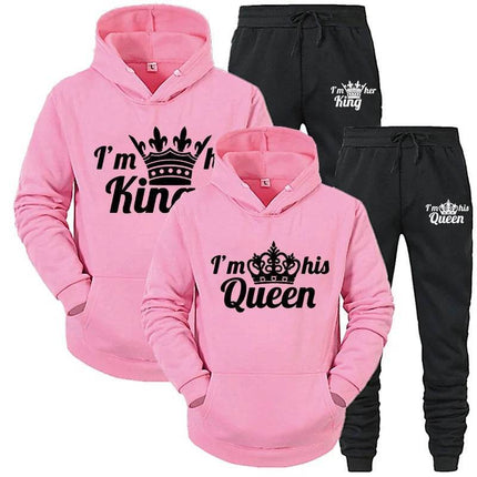 Matching Couples King Queen Lover Hoodie Tracksuit - Mad Fly Essentials