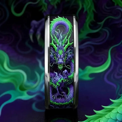Ring Men Stainless Steel Purple Eastern Dragon Ring - Ring - Cibo - Mad Fly Essentials