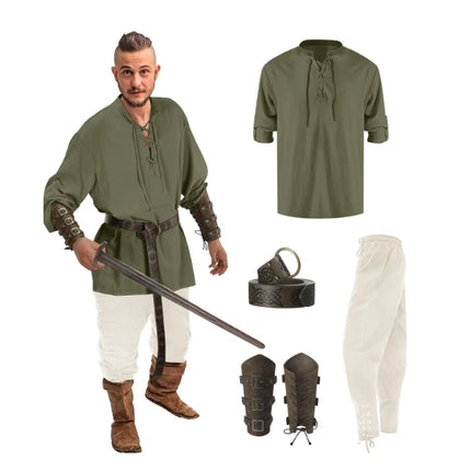 Costume Men Medieval Viking Top Pants Pirate Outfit - Costume - Costumes Plus - Mad Fly Essentials
