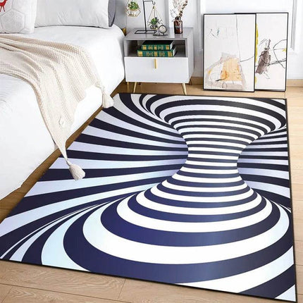 3D Vortex Illusion Black White Rug - Mad Fly Essentials
