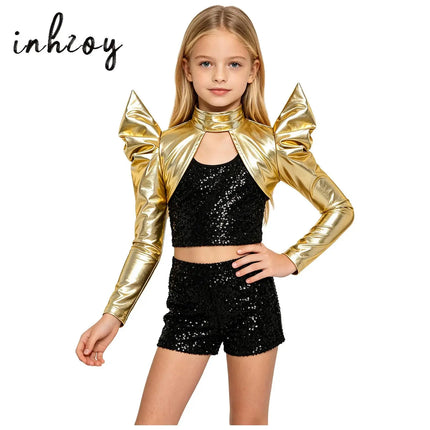 Girl Seasonal Wear Metallic Shrug Shoulder Costume Set - Girl Seasonal Wear - IIXPIN - Mad Fly Essentials