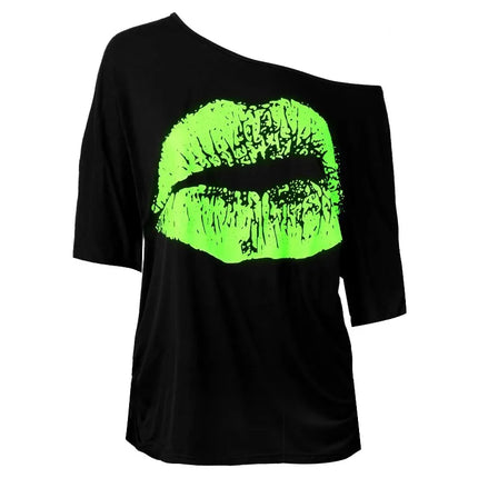 Shirt Women Casual Lips Summer Graphic Tee - Shirt - Mnealways18 - Mad Fly Essentials