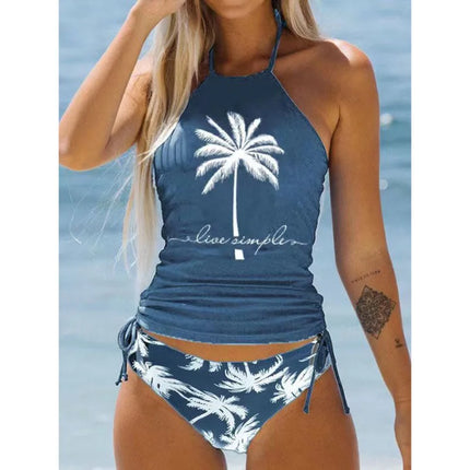Tankini Set Women Low Waist Palm Tree Tankini - Tankini Set - mandylandy - Mad Fly Essentials