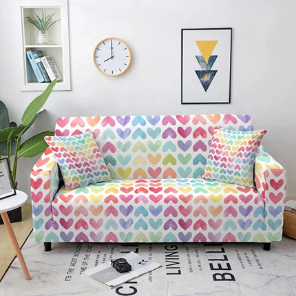 Colored Hearts Elastic Graffiti Seat Sofa Slipcovers