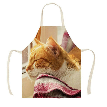 Kitchen Cat Printed Linen Aprons