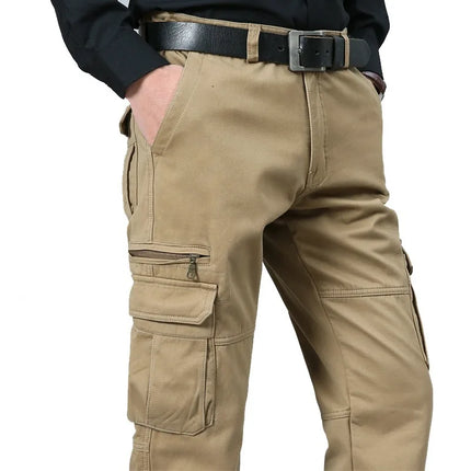 Men Straight Leg Casual Khaki Cargo Pants