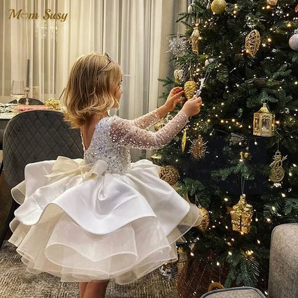 Party Dress Girls Blue White Wedding Dress - Party Dress - Miqiaikids - Mad Fly Essentials