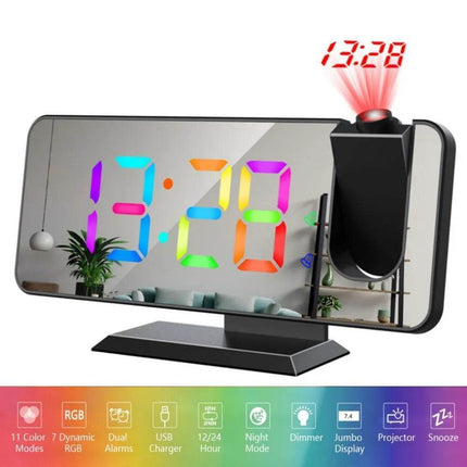 Auto-Dimming RGB Projector Alarm Clock - Mad Fly Essentials