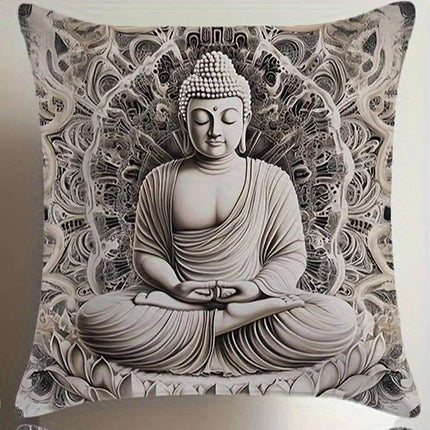 Throw Pillow Zen Stone Buddhist Floral Case - Throw Pillow - Coollazy - Mad Fly Essentials
