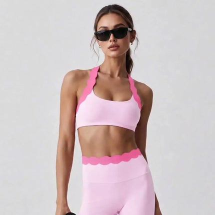 Activewear Set Women Halter Gym Fitness Cross Back Yoga Bra - Activewear Set - Moonlight - Mad Fly Essentials