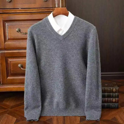Sweater Men Cashmere V-Neck Woolen Pullover Sweater - Sweater - Wuiliy - Mad Fly Essentials