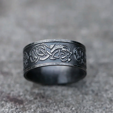 Ring Men 316L Stainless Norse Viking Retro Dragon Band - Ring - Epoxy - Mad Fly Essentials