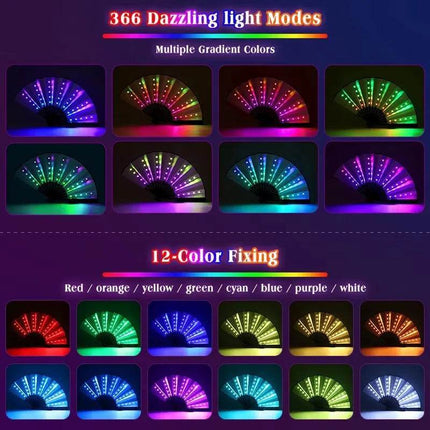 Rechargeable Glow Folding 366 RGB LED Dancing Light Fans - Mad Fly Essentials