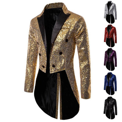Men Sequin Embellished Tuxedo Blazer Jacket - Mad Fly Essentials