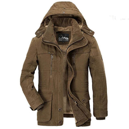 Men Long Winter Down Cargo Hooded Jacket - Mad Fly Essentials