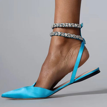 Women Crystal Gladiator Pointed Toe Pumps